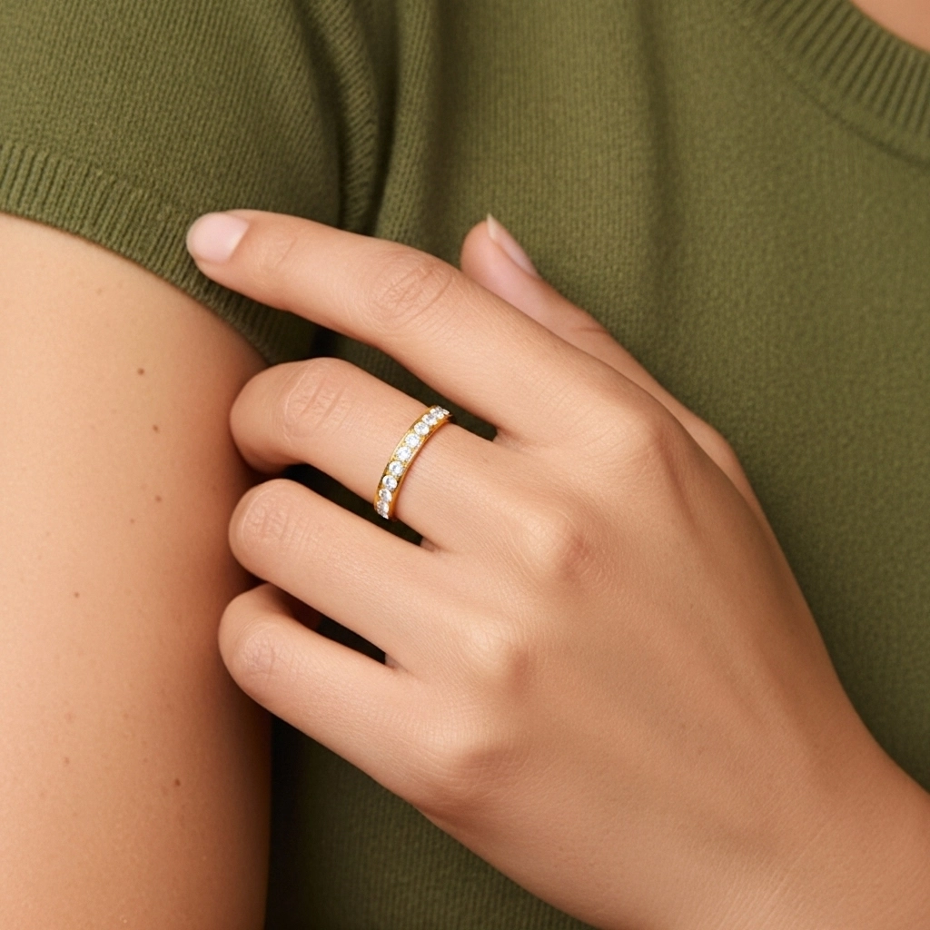 Perlé Pavé Bague de mariage