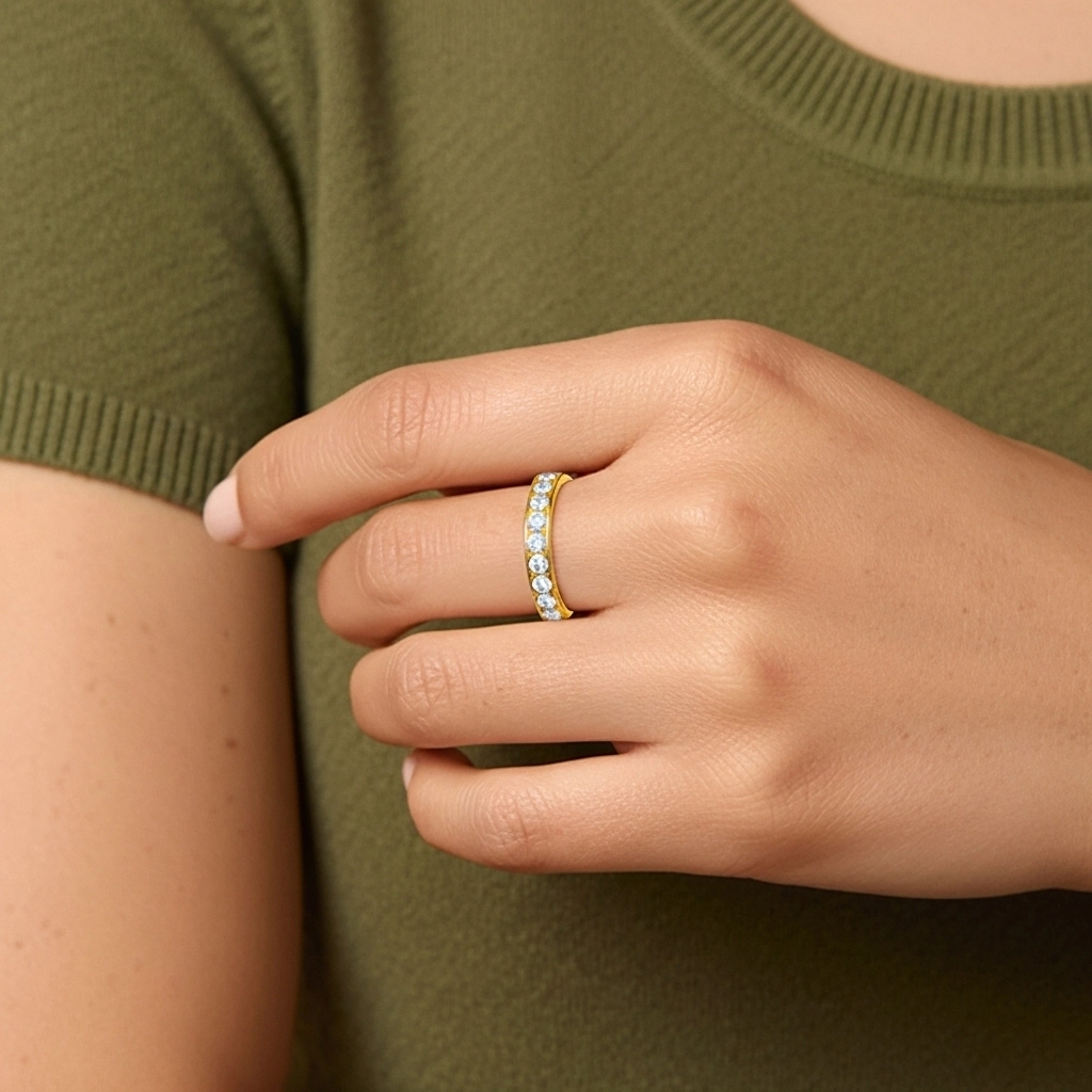 Perlé Pavé Bague de mariage