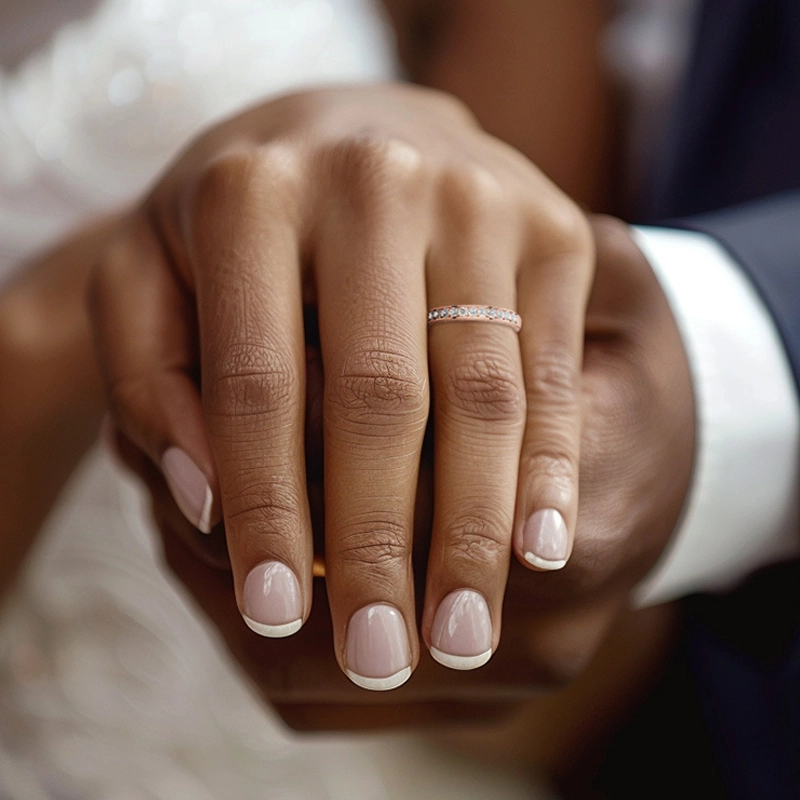 Perlé Pavé Bague de mariage