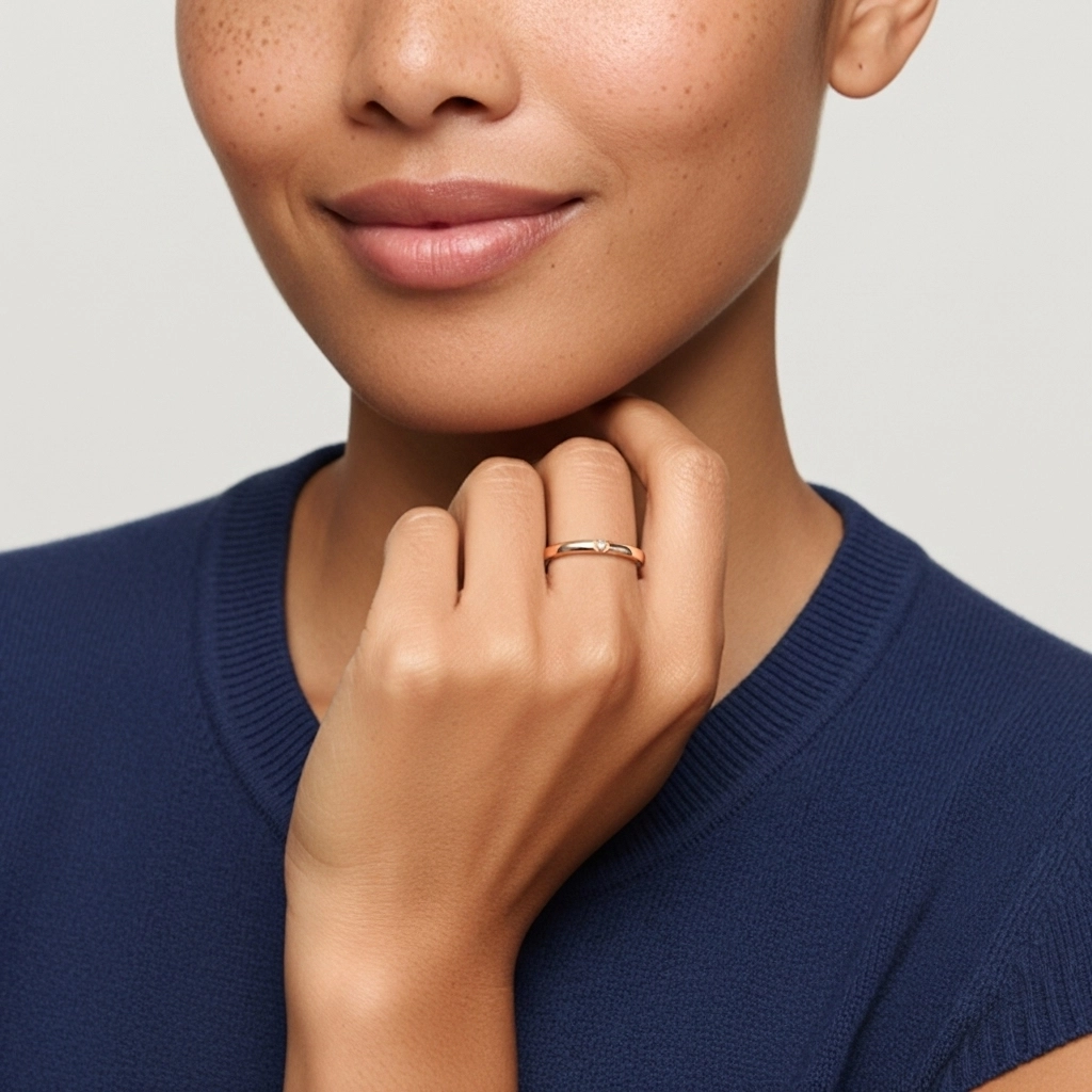 Minimaliste Empilable Cœur Moissanite Bague de mariage