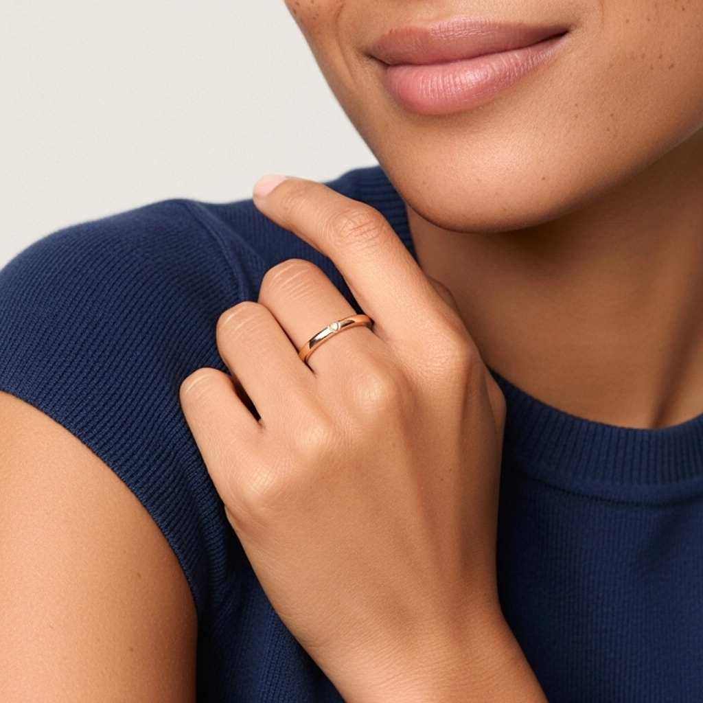 Minimaliste Empilable Cœur Moissanite Bague de mariage