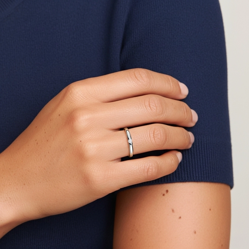 Minimaliste Empilable Cœur Moissanite Bague de mariage
