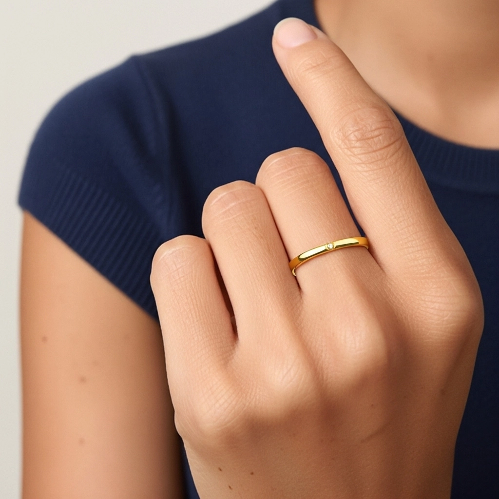 Minimaliste Empilable Cœur Moissanite Bague de mariage