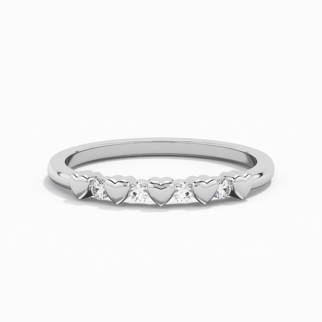 Charming Stackable Engrave Moissanite 925 Sterling Silver Wedding Ring