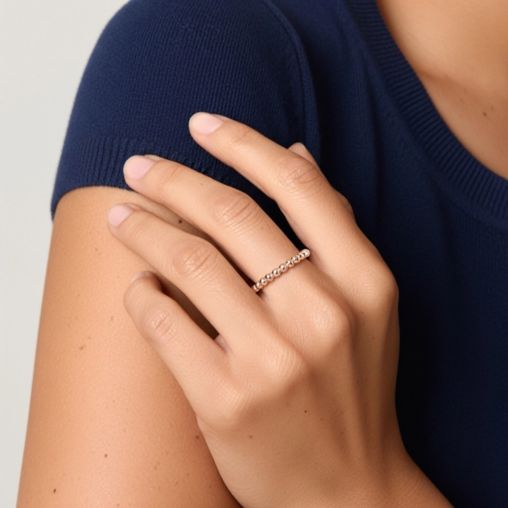 Minimalist Stackable Beaded Wedding Ring