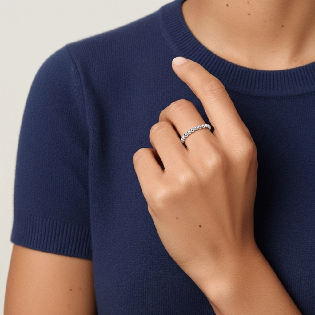 Minimalist Stackable Beaded Wedding Ring