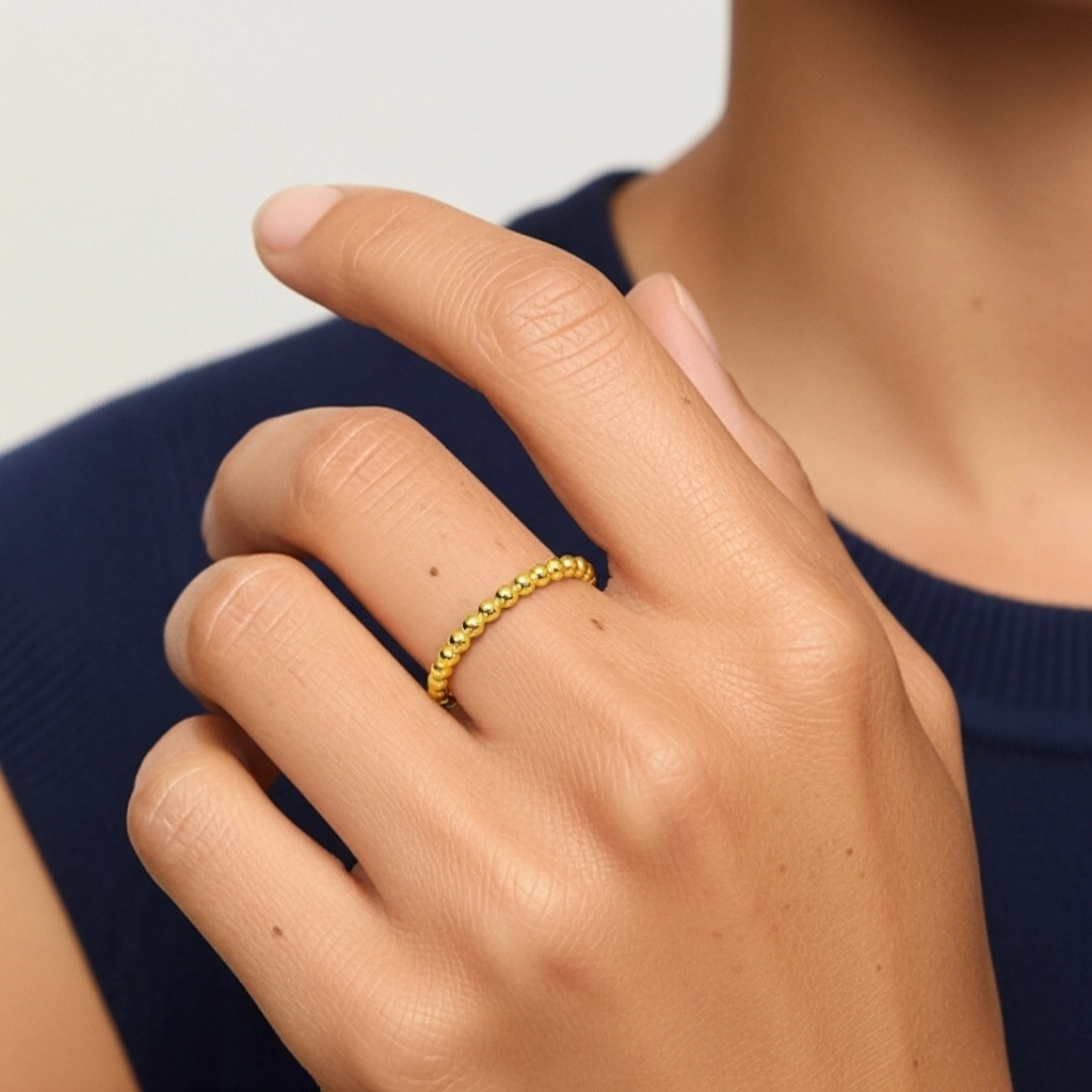 Minimalist Stackable Beaded Wedding Ring