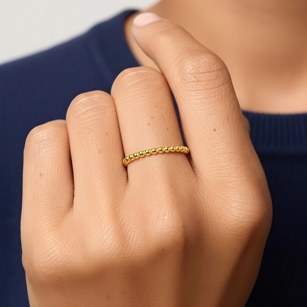 Minimalist Stackable Beaded Wedding Ring