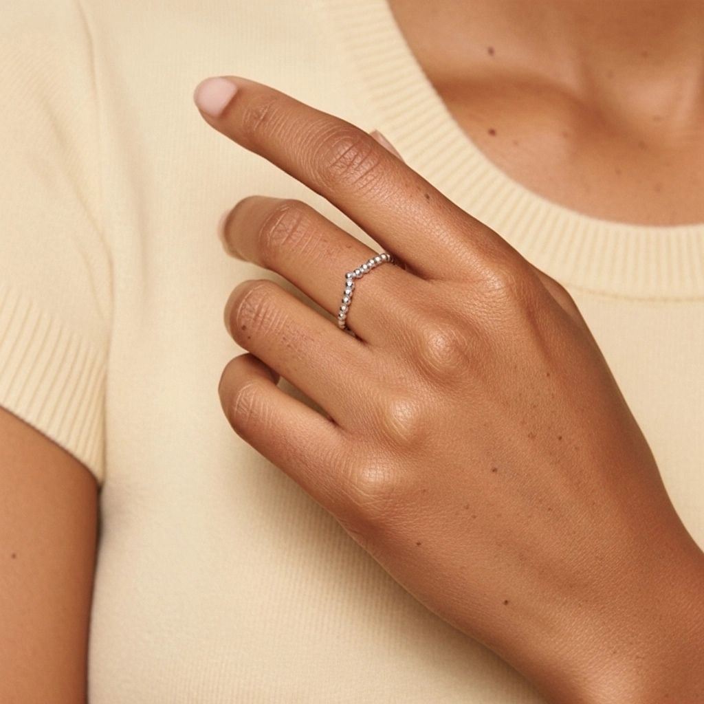 Minimaliste Empilable Perlé Bague de mariage