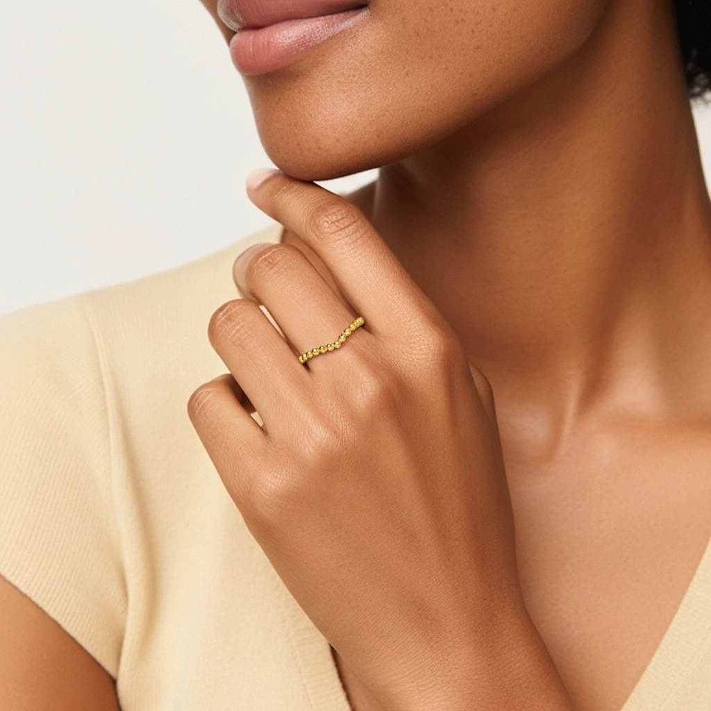 Minimaliste Empilable Perlé Bague de mariage