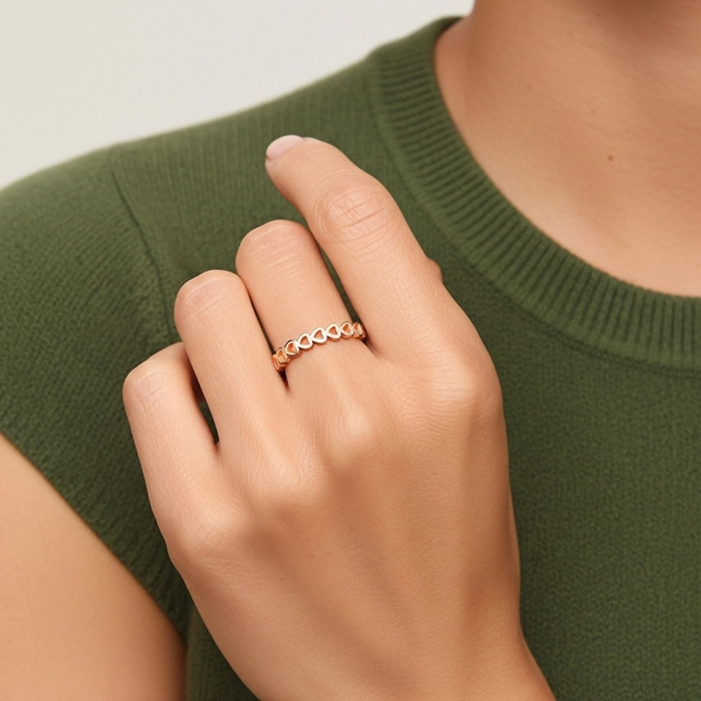 Minimalist Stackable Cutout Heart Wedding Ring