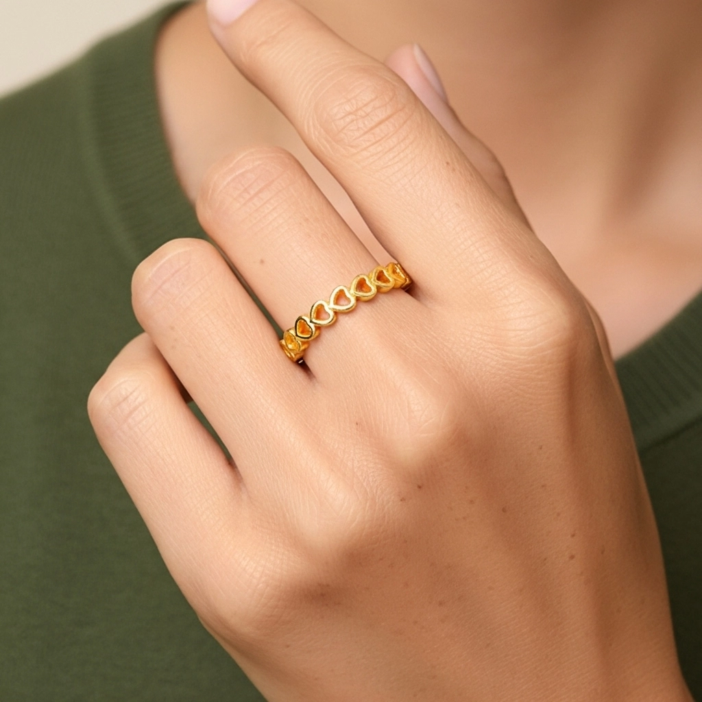 Minimalist Stackable Cutout Heart Wedding Ring