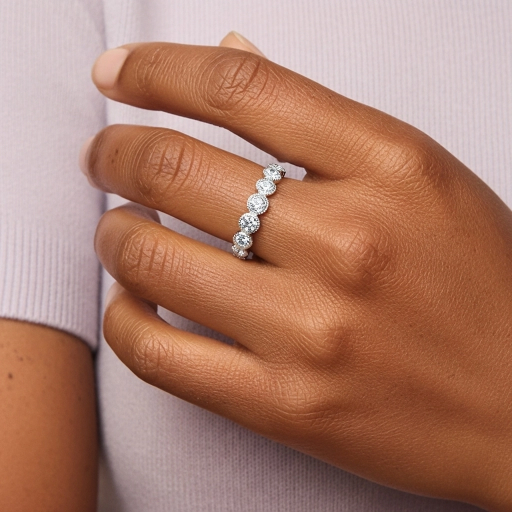 Rétro Crené Moissanite Bague de mariage