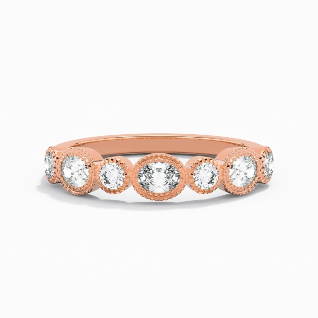 Vintage Engrave Moissanite 14K Rose Gold Wedding Ring