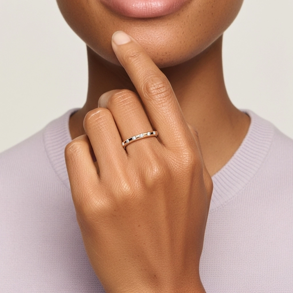 Délicat Empilable Moissanite Bague de mariage