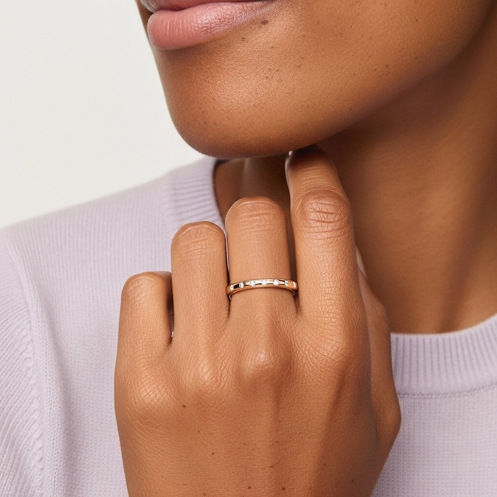 Délicat Empilable Moissanite Bague de mariage