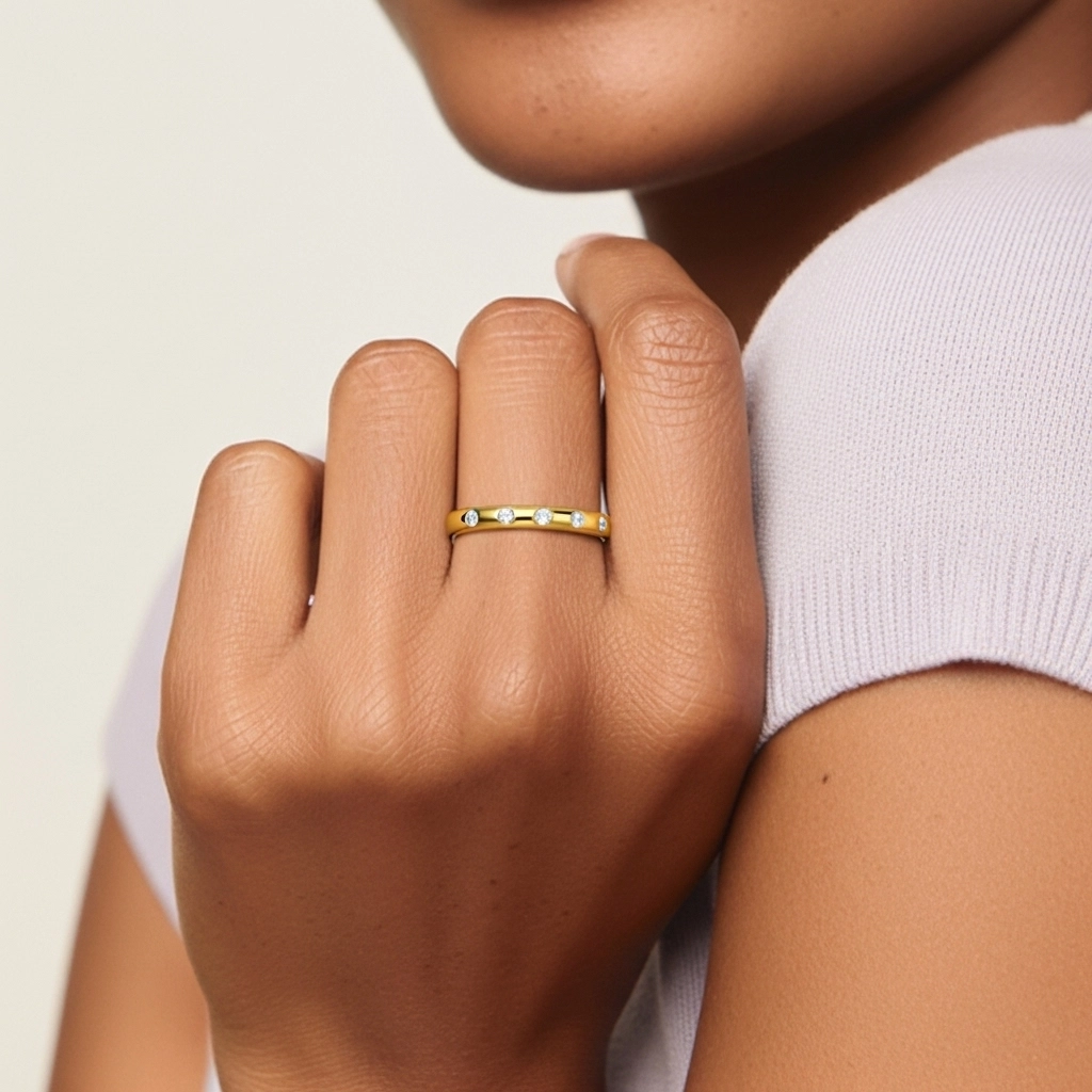 Délicat Empilable Moissanite Bague de mariage