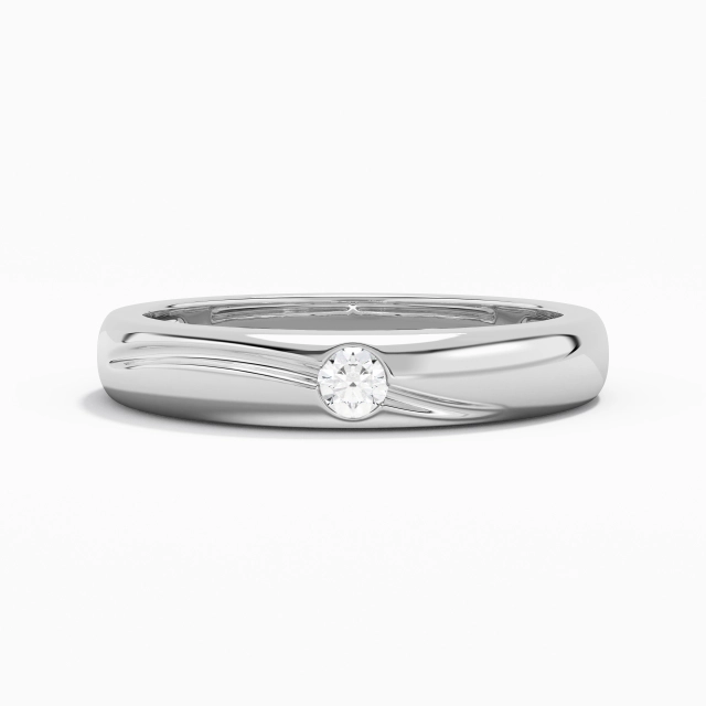 Wide Engrave Moissanite 925 Sterling Silver Wedding Ring