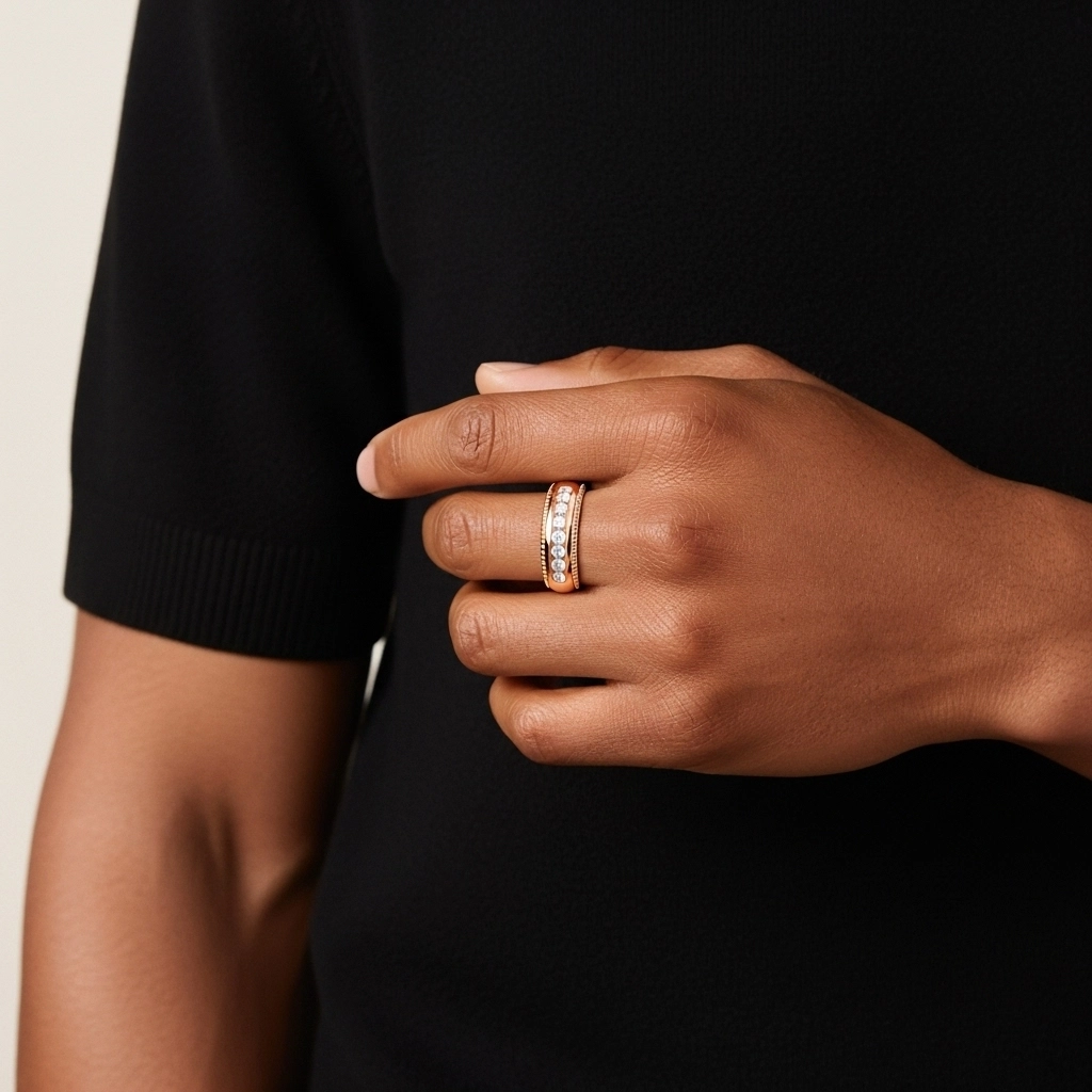 Large Rétro Crené Moissanite Alliance Bague de mariage