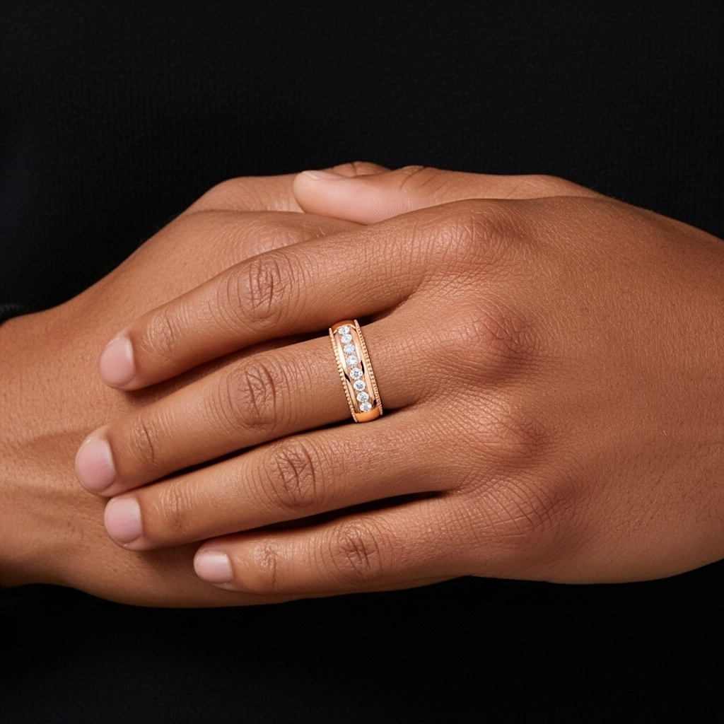 Large Rétro Crené Moissanite Alliance Bague de mariage