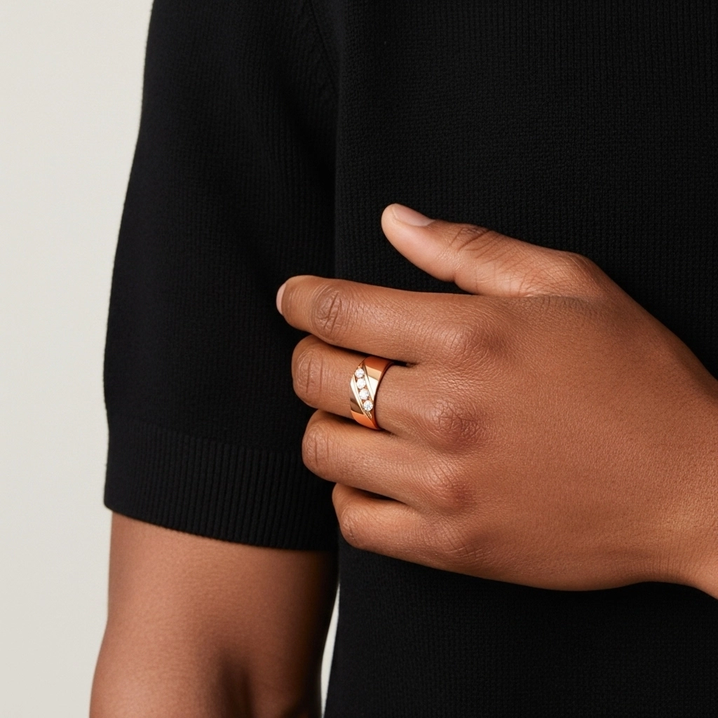 Wide Moissanite Wedding Band