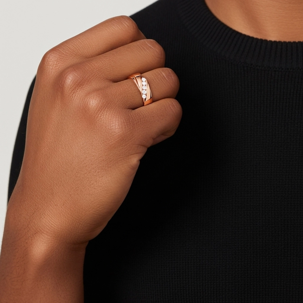 Wide Moissanite Wedding Band