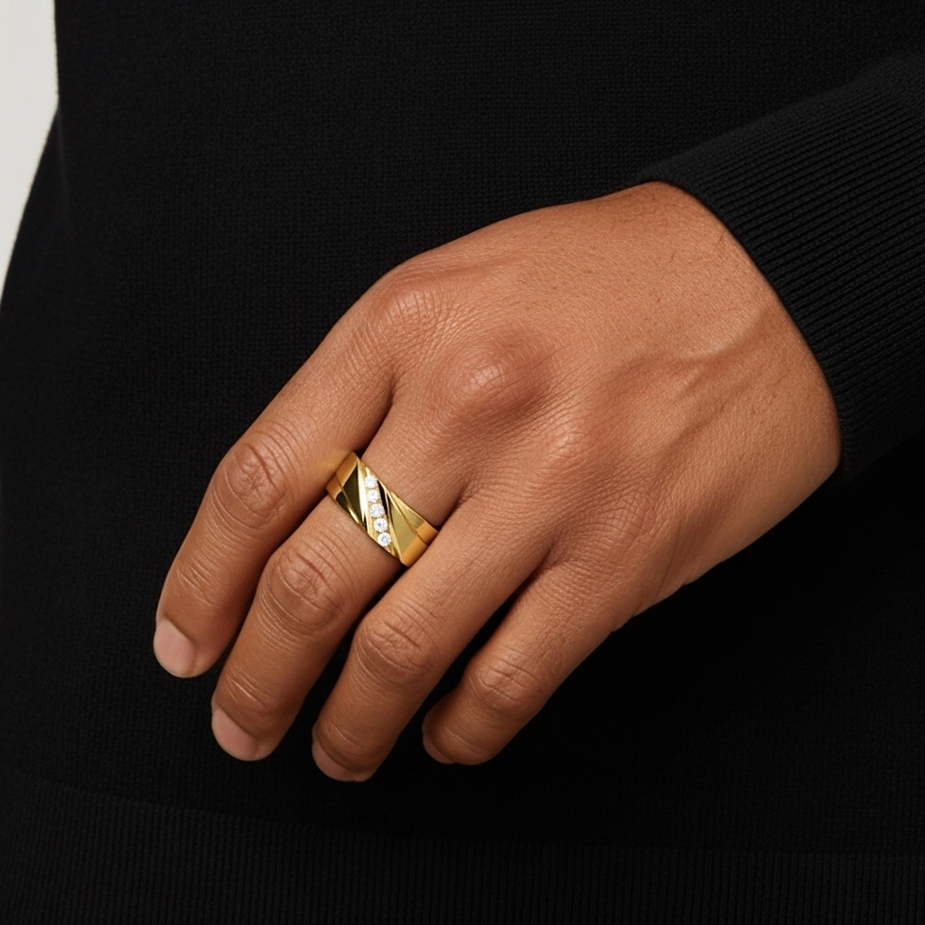 Wide Moissanite Wedding Band