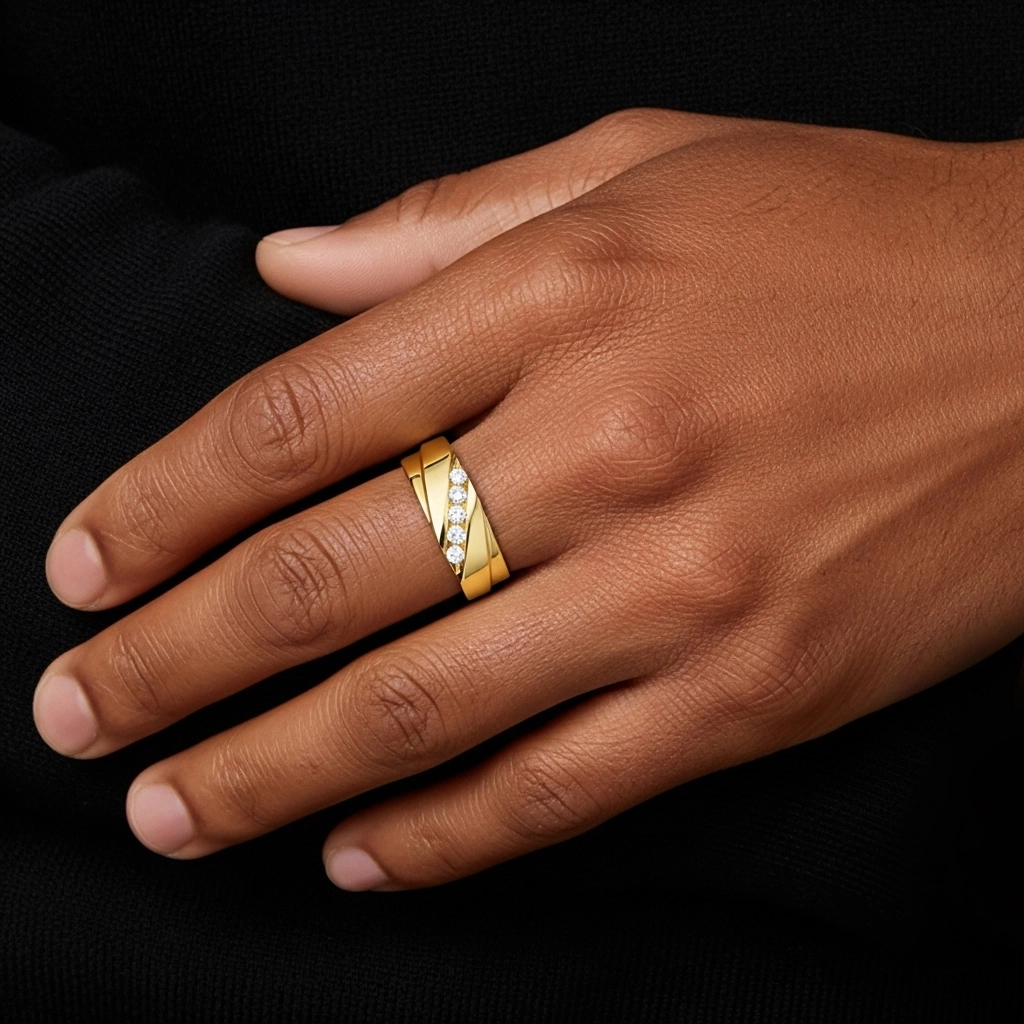 Wide Moissanite Wedding Band