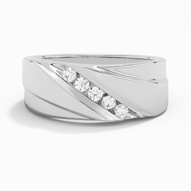 Wide Men 18K White Gold Wedding Band