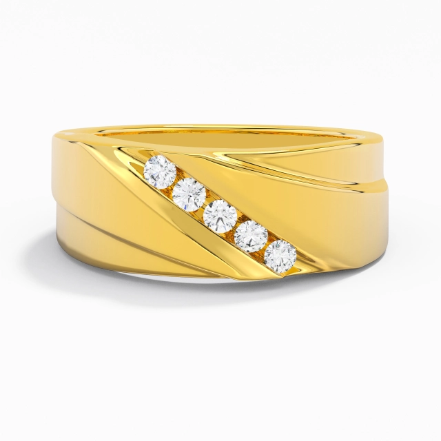 Wide Men 14K Gold Wedding Band