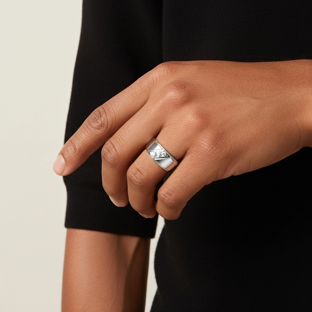 Wide Moissanite Wedding Band Wedding Ring