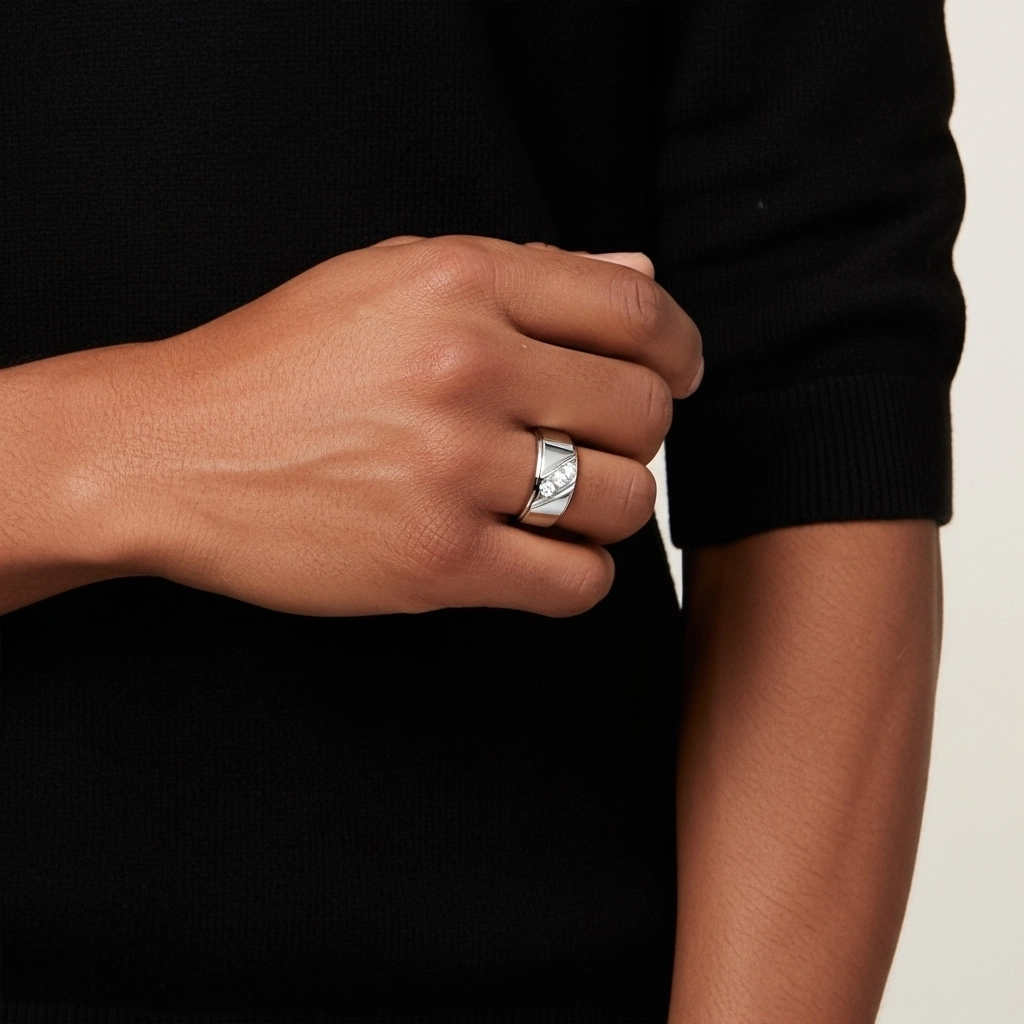 Wide Moissanite Wedding Band Wedding Ring