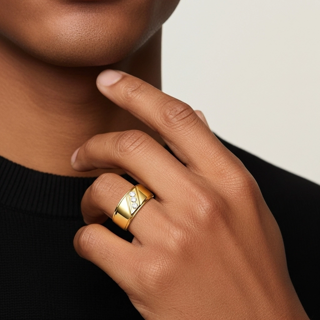 Wide Moissanite Wedding Band Wedding Ring