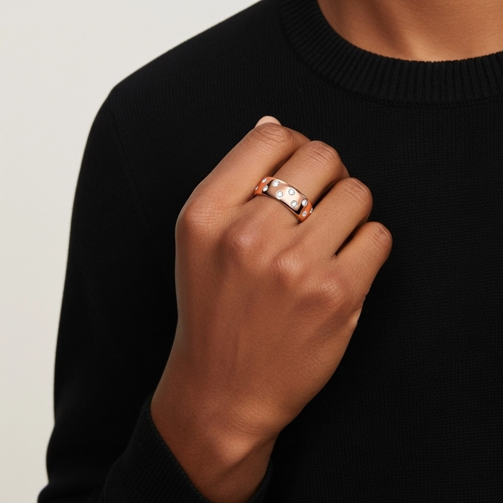 Large Moissanite Alliance Bague de mariage