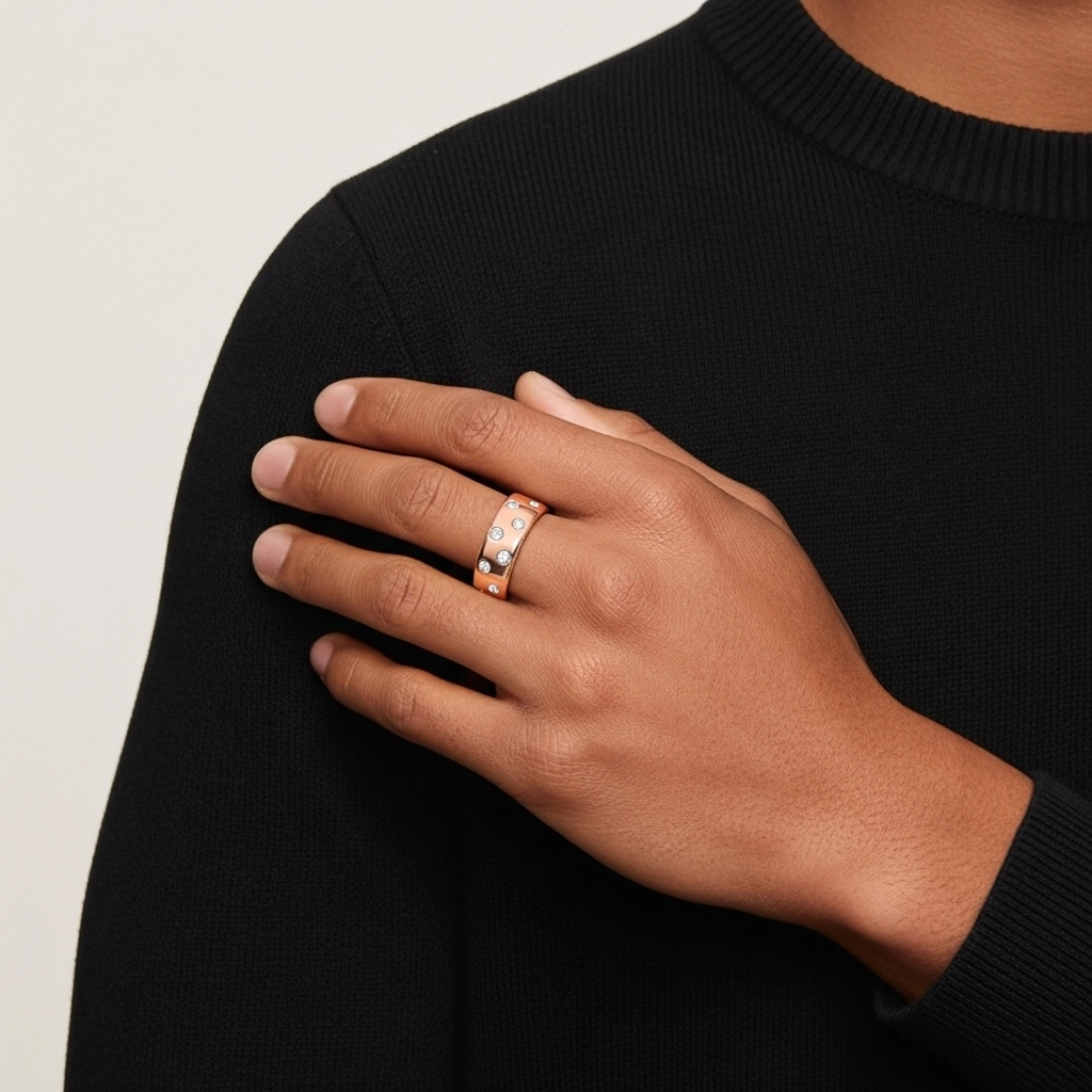 Large Moissanite Alliance Bague de mariage