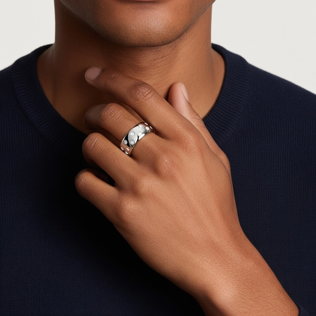 Large Moissanite Alliance Bague de mariage