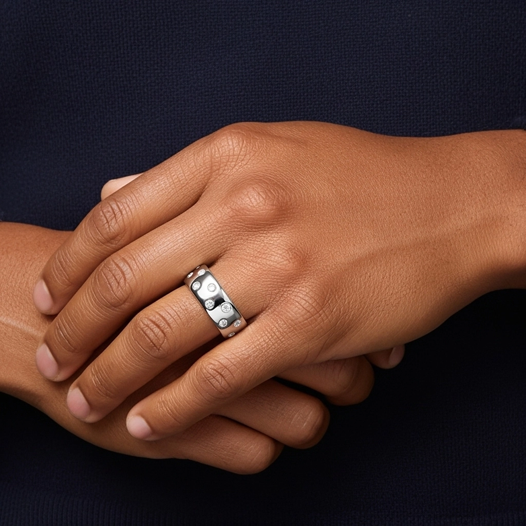 Large Moissanite Alliance Bague de mariage