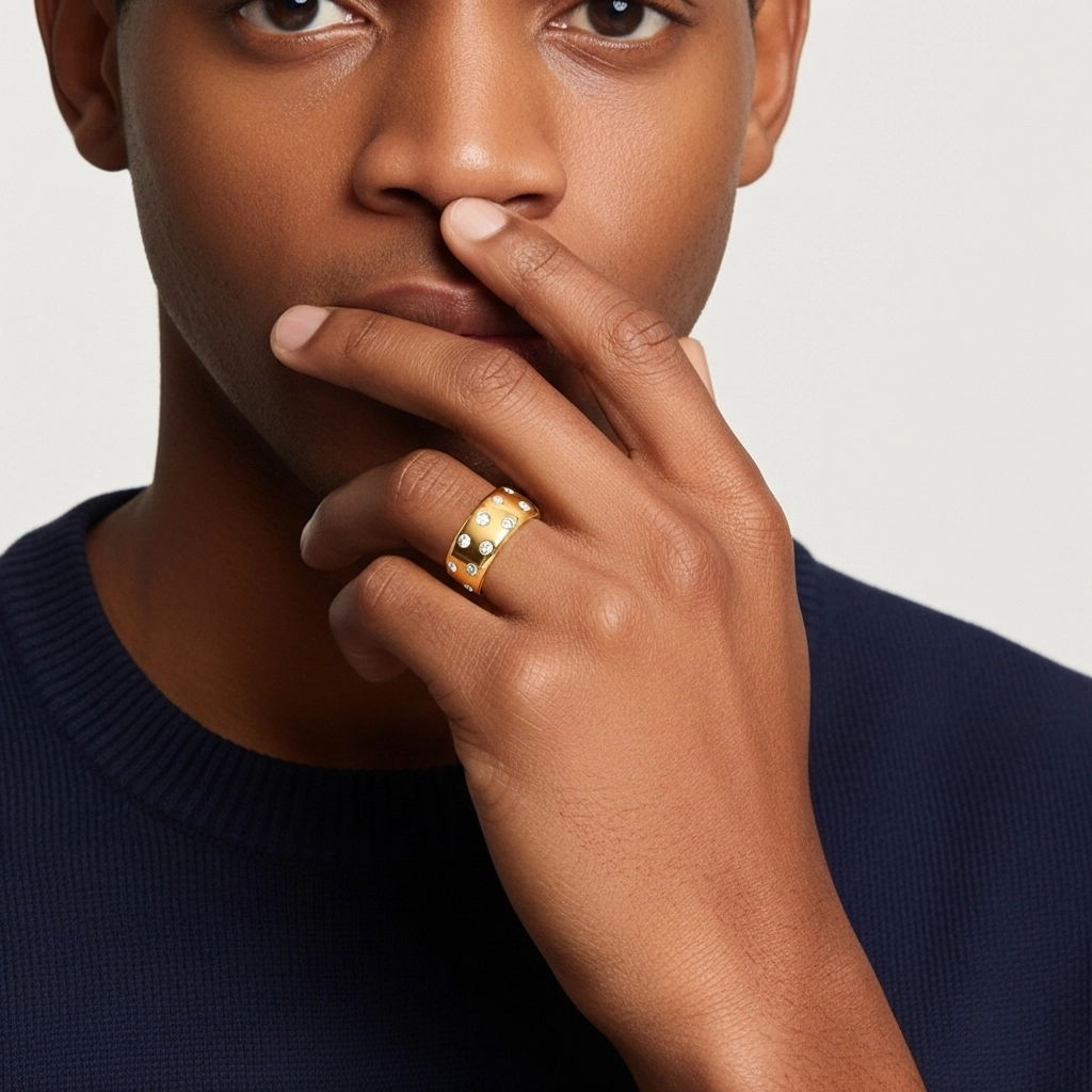 Large Moissanite Alliance Bague de mariage