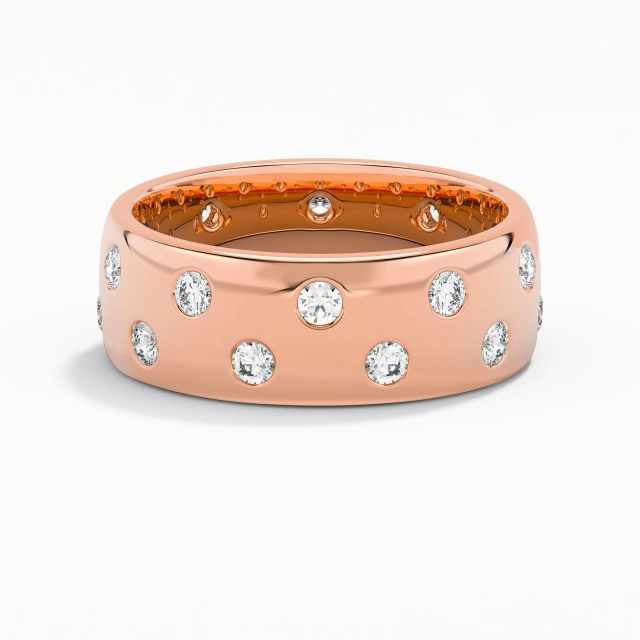 Wide Men Wedding Band Polish 14K Rose Gold