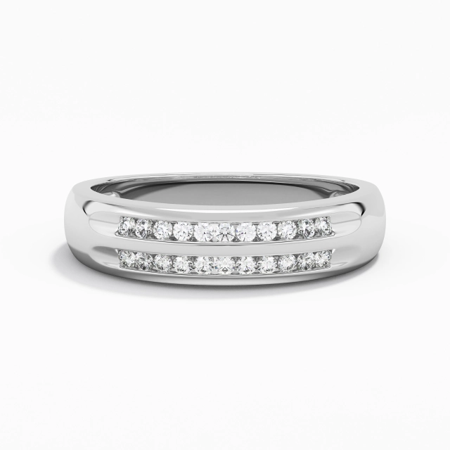 Delicate Men Wedding Band White Gold Plating 925 Sterling Silver