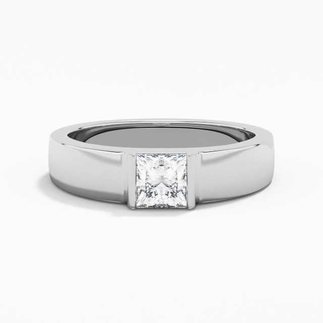 Wide Men Wedding Ring White Gold Inlay 925 Sterling Silver