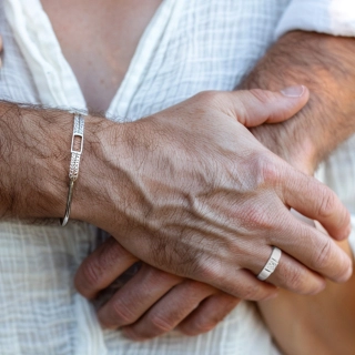 Large Hommes Platine Bague de mariage