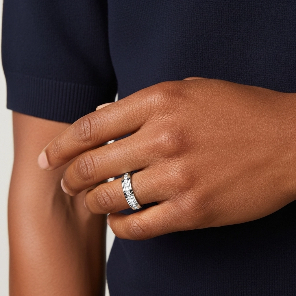 Classique Hommes Or blanc 18 carats Alliance Bague de mariage