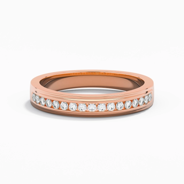 Classic Men Wedding Band Groove 14K Rose Gold