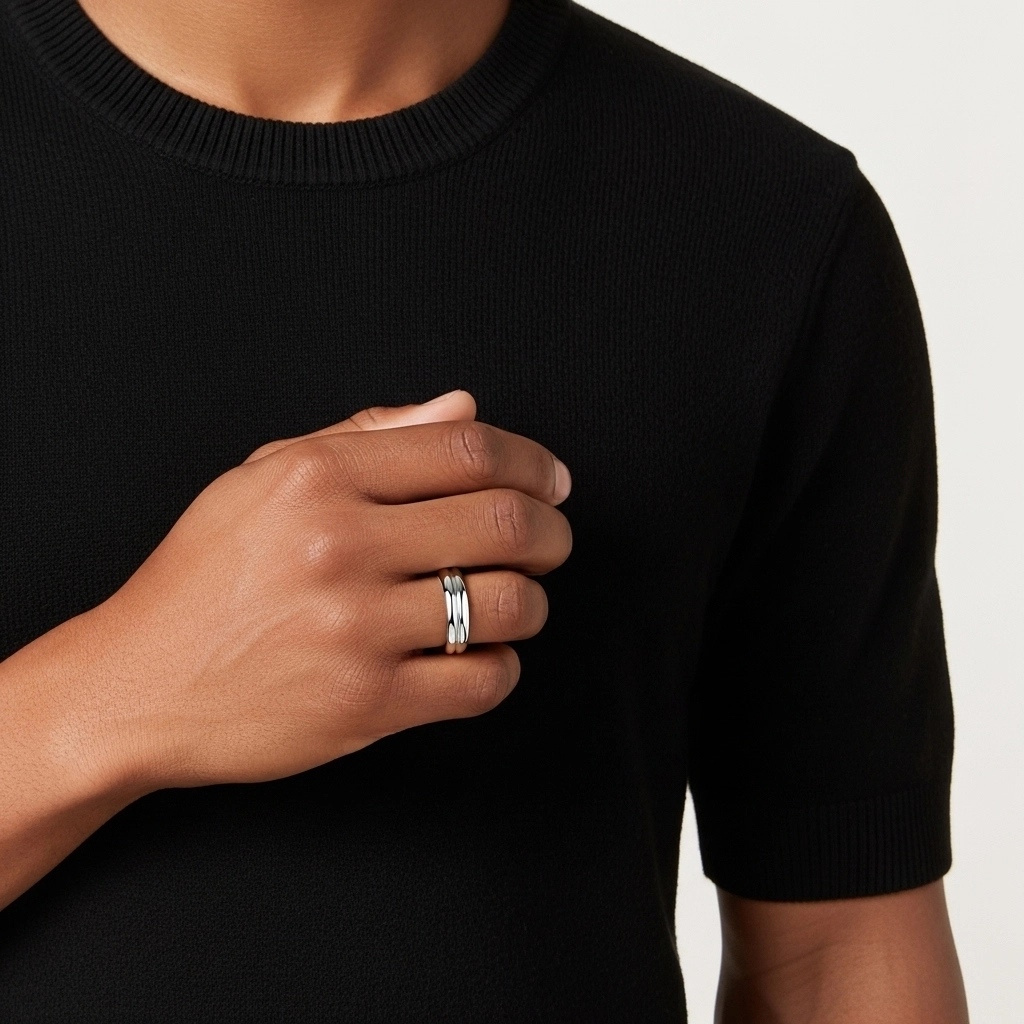 Simple Sculpté Hommes Or blanc 18 carats Alliance