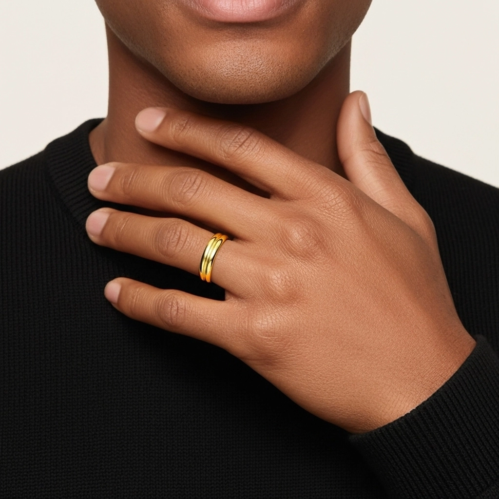 Simple Sculpté Hommes Or 14 carats Alliance