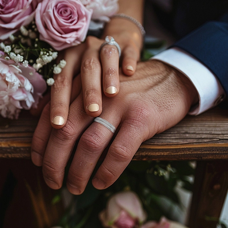 Simple Carved Men Platinum Wedding Band