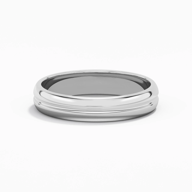Simple Carved Men Platinum Wedding Band