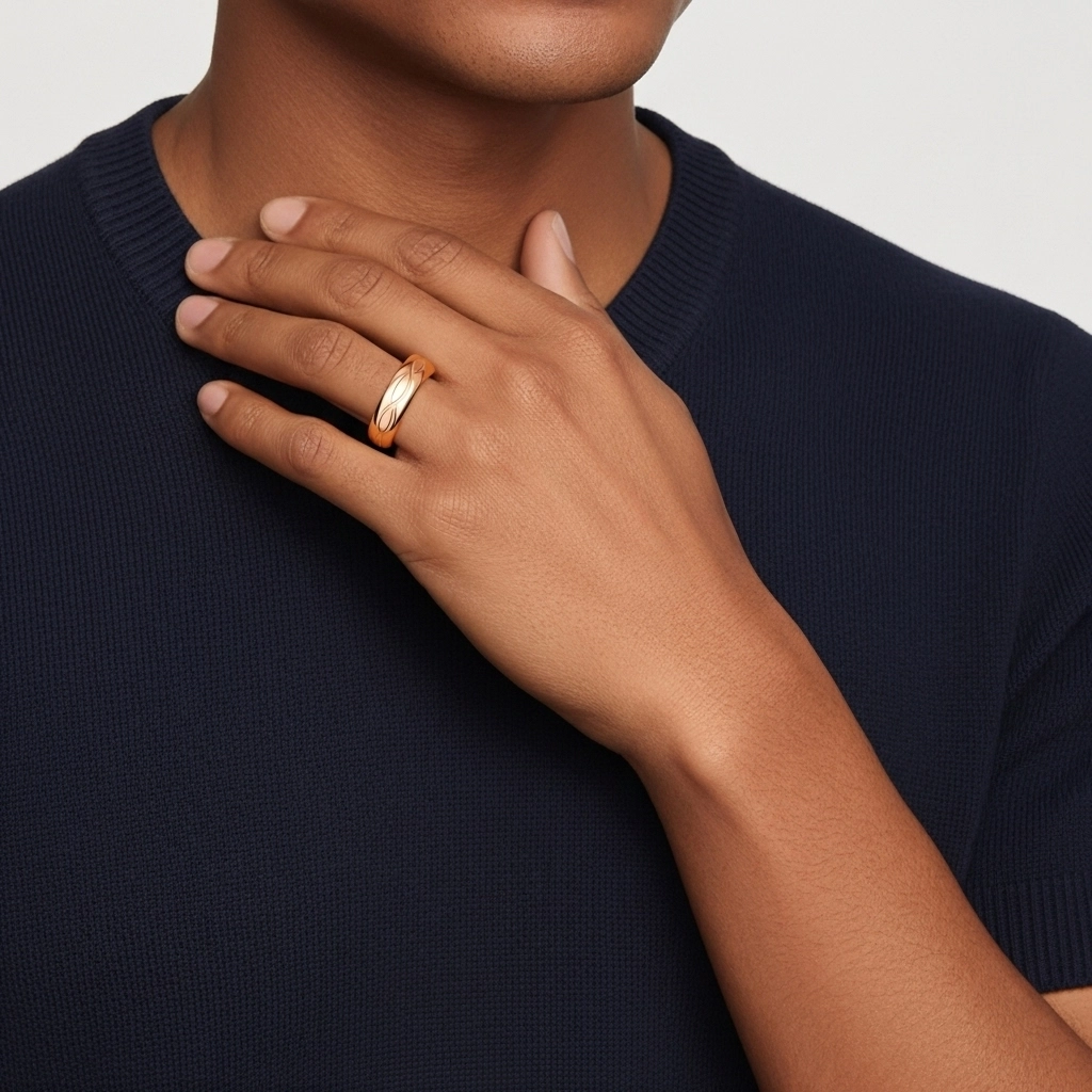 Simple Carved Infinity Men 14K Rose Gold Wedding Band