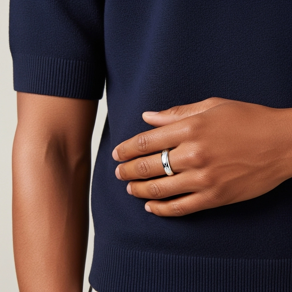 Simple Carved Infinity Men Platinum Wedding Band